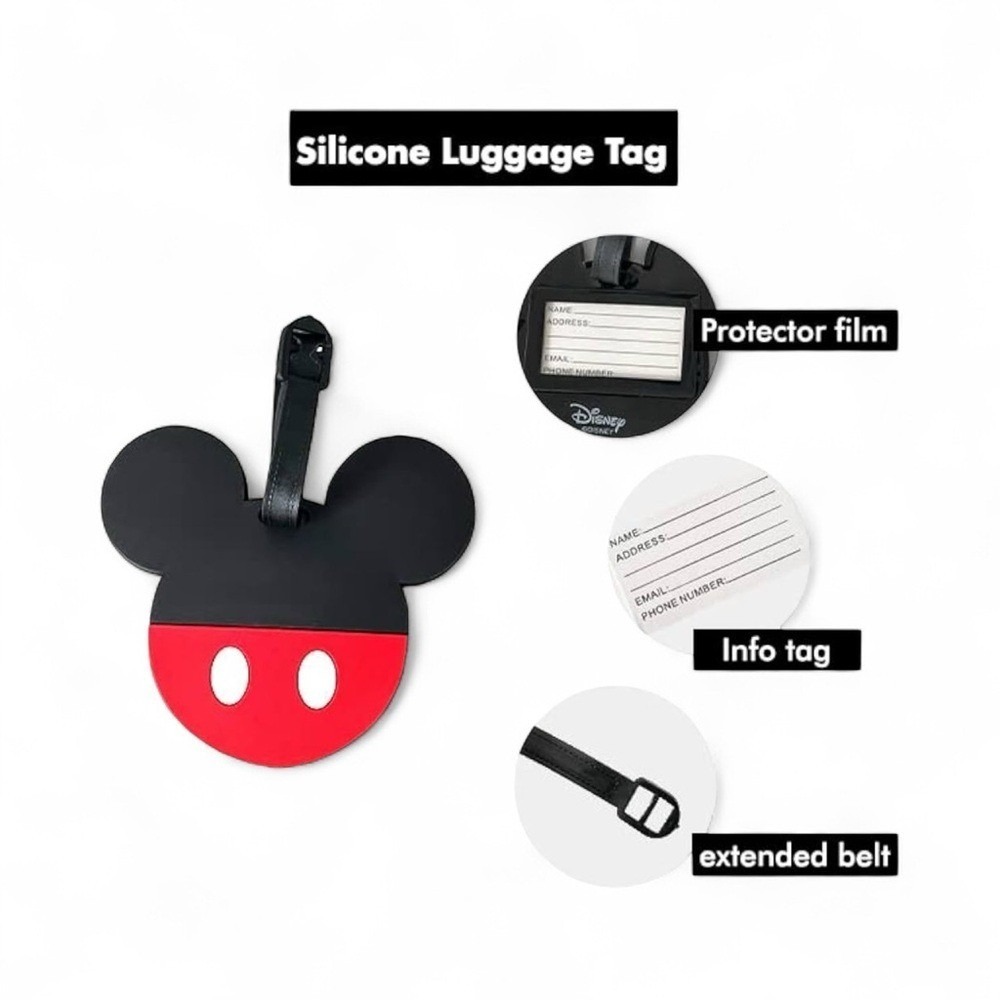 Disney Mickey & Minnie Mouse Luggage Tags 2-Piece Set NWT stocking stuffer - Picture 3 of 10